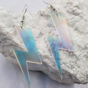 Holographic Lightning Bolt Acrylic Dangle Drop Earrings